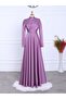 Pleated Front Satin Evening Dress