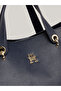 Women's Logo Leather Daily Use Navy Blue Shoulder Bag with Card Compartment AW0AW15177-DW6 - 3