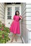 Pink Watermelon-Print Flared-Sleeve Midi-Length Crepe Dress - 5