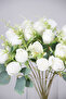 Artificial Flower 18Pcs Garnished Bud Rose Bouquet White - 3