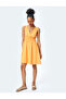 Textured A-Line Sleeveless V Neck Gipe Detail Mini Dress - 2