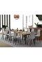 Dec 72 BLK Wooden Dining Table U-Leg, 10-Seater-360cm, Cognac Brown Sherman Oak Finish - 4