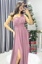 Women's One Shoulder Pleated Flared Evening Dress Navy Blue, Black, Red, Emerald Green, Dusty Rose - 3