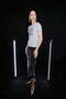 Since Women's Regular Printed Rhinestone Round Neck Light Gray T-Shirt - 3