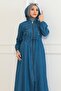 Hooded Waist Lace-Up Denim Suit Light Blue 19235 - 2
