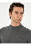 Gray Slim Fit Cashmere Silk Blended Quarter Turtleneck Knitwear Sweater 50296503-Vr024 - 2