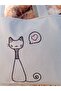 Cute Cat Embroidery Motif Gray Cloth Shoulder Bag - 4