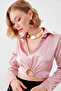 Crop Satin Blouse with Waist Detail - 2