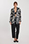 Patterned Collar Detailed Crinkle Jacket