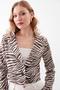 Zebra Pattern Single Button Crop Jacket - 3