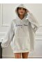 Women's Gray Leisure Time Printed Hooded Hoodie Sweatshirt - 4