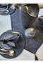 Black Napkin with Silver Glitter Linen Texture (6) and Napkin Ring Napkin Ring (6) Napkin Size(35 X 35) - 5