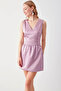 Waist Detailed V-Neck Dress - 4