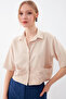 Short Sleeve Crop Shirt with Pocket Detail