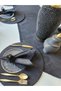 Black Napkin with Silver Glitter Linen Texture (6) and Napkin Ring Napkin Ring (6) Napkin Size(35 X 35) - 4