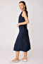 Side Zippered Striped Bell Cut Skirt - 3