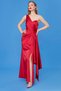 Rochie lungă din satin pe un umăr - 3