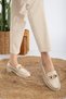 V-Buckle Women's Loafer Ballerina Shoes with Thin Heels - 2