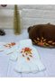 Handmade Orange Floral Embroidered Pearls Brown French Painter Beret and White Fingerless Gloves - 2