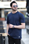 Men's Crew Neck Regular Fit Cotton T-Shirt Navy Blue - 5446 - 2