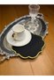 6 Pcs Black Gardenia Linen Gold Embroidered Cocktail Presentation Napkins - 3