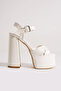 7-9900 Double Layer Platform Mother-Of-Pearl Leather High Thick Heeled Bridal/Evening Dress Shoes - Mother-Of-Pearl Leather - 6