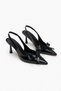 Lucinda Black Patent Leather Bow Detail Ankle Strap Women's Heeled Shoes - 6