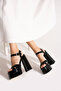 7-9900 Double Platform High Thick Heeled Bridal/Evening Dress Shoes - Black Patent Leather - 2