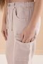 Cream Wide-Leg Waist Lace-Up Girls Cargo Pocket Jean Trousers 20133 - 4
