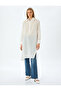 Striped Shirt Neck Long Sleeve Oversize Midi Tunic Dress - 3