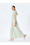 Balloon Sleeve Square Neck Gipeli Floral Long Dress Bürümcük