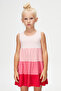 Uçuk Pink-Fuchsia Layered Colorful Girls' Drawstring Strap Dress - 3
