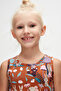 Brown Forest Animals Girl's Patterned Sleeveless Dress - 3