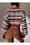 Striped Thessaloniki Knit Oversize Crop Women's Sweater - 2
