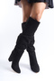 Women's Special Design Long Gusseted Pointed Toe Pull Thick High Heels - 4