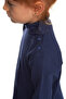 Light Navy Blue Basic Girls' Snap-On Full Turtleneck Ribbed Winter Long Sleeve T-Shirt - 3