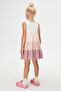 Ecru Dusty Rose Colorful Layered Girls' Strap Dress - 4