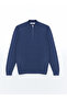 Indigo Stand Collar Long Sleeve Men's Knitwear Sweater - 5