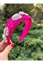 Design Evening Dress Henna Engagement Bridal Hand Embroidered Pink Silver Crown Accessory Crown - 4