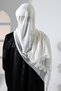Star Motif Needle Embroidered Lace Demor Scarf Mevlüt Cover Ecru - 8