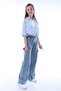Girl's Oversize Cargo Pocket Elastic Waist 100% Cotton Jeans - 5