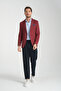 Joker Men's Burgundy Knitted Stretching Fabric Slim Fit Mono Collar Sports Blazer Jacket - 5