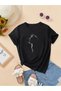 Children's summer t-shirt, cat silhouette Printed , polyester knitted fabric, short sleeve, medium elasticity - black
