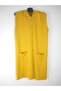 Women's Mustard Hooded Button Pocket Sleeveless Two Thread Long Vest - 4