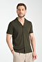 Slim Apaç Collar Men's Short Sleeve Waffle Sports Shirt with Pockets Standard Fit - 3