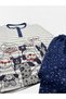 Girl's Thermal Fabric 100% Cotton White Navy Blue Dogs Print Long Sleeve Pajamas Set - 4