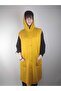 Women's Mustard Hooded Button Pocket Sleeveless Two Thread Long Vest