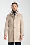 Herringbone Patterned Men's Thick Cashmere Coat with Ribbed Collar Standard Fit