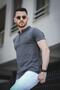 Roderick Judge Collar Honeycomb Fabric Half Zipper Men's Tshirt
