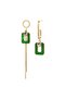 Green Rectangular Asymmetric Dangle Earrings - 3
